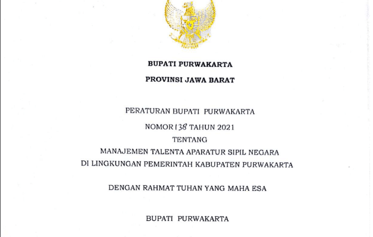 Peraturan Bupati Purwakarta Nomor 138 Tahun 2021