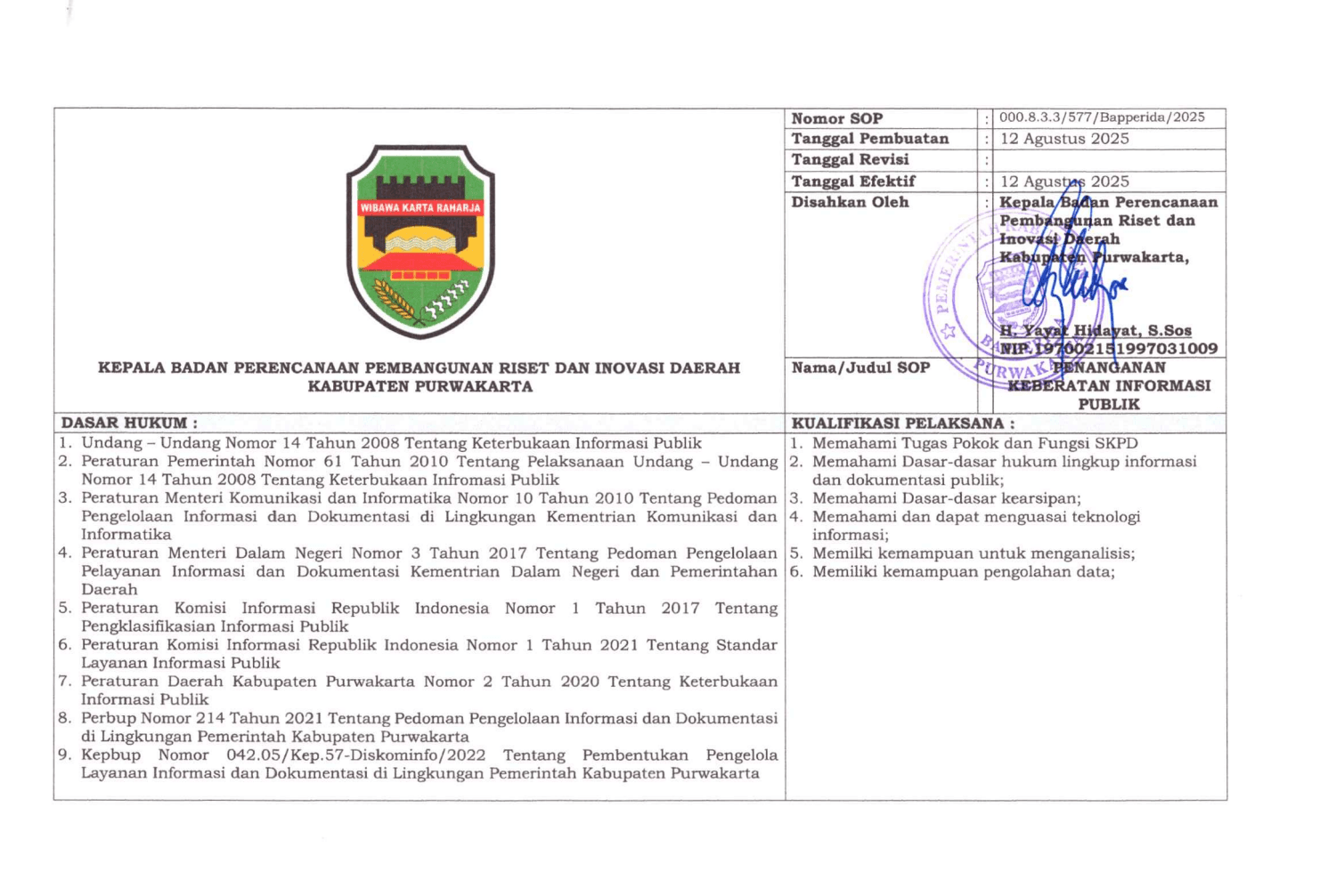 SOP Penanganan Keberatan Informasi Publik